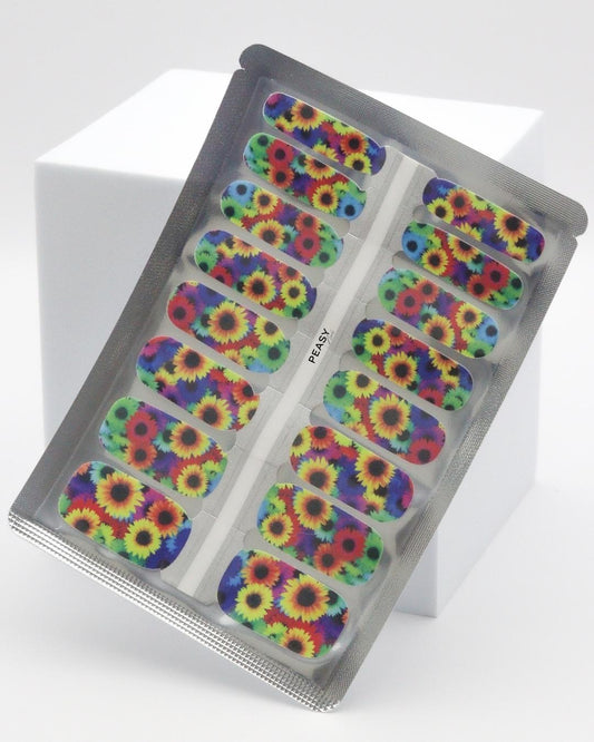 Rainbow Flowers - Nail Polish Wraps